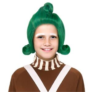Munchkin Wig Green KIDS Size Halloween Cosplay Includes Wig Cap and Eyebrows